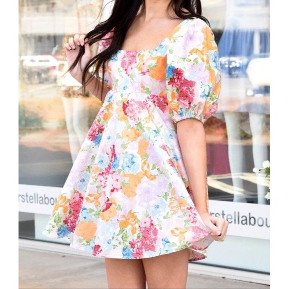 Buddy Love Women’s Size Small Lyla Dress Carnation Puff Sleeve Empire Babydoll